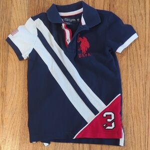 U.S. Polo Assn. Navy, White & Red Boys' Polo with Diagonal Stripes